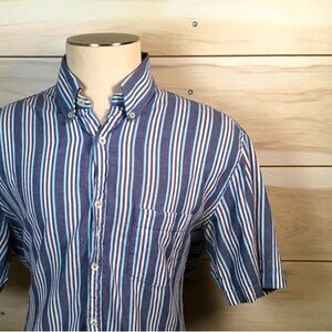 Viyella 100% Cotton Striped Short-Sleeve Casual Button Up Shirt, Men's Large